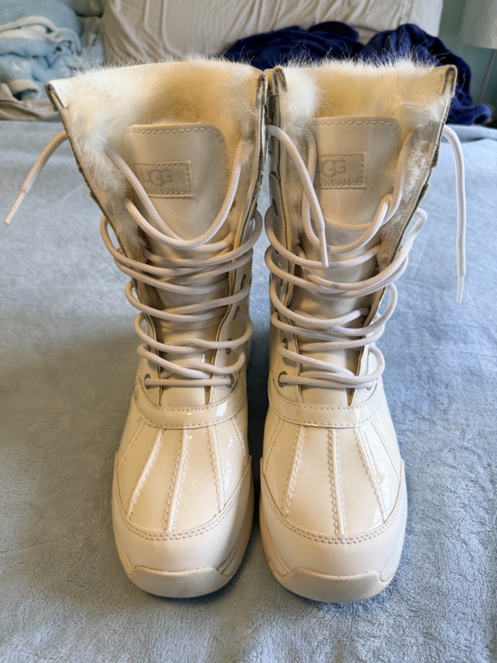 UGG Women's Lace-Up Winter Boot in Cream Patent